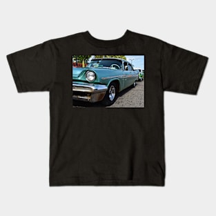 Turquoise Classic Car in Cuba Kids T-Shirt